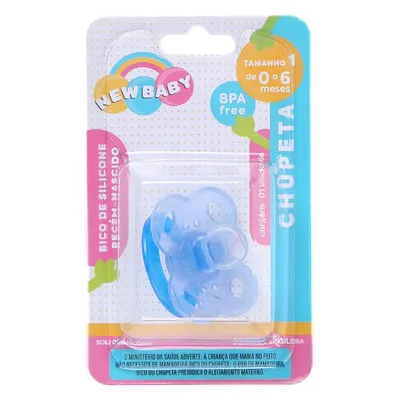 Chupeta New Baby Glitter Silicone Assimétrico Fase 1