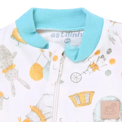 Macacão Longo Bebê Estilinho Malha Zíper Estampa Circo