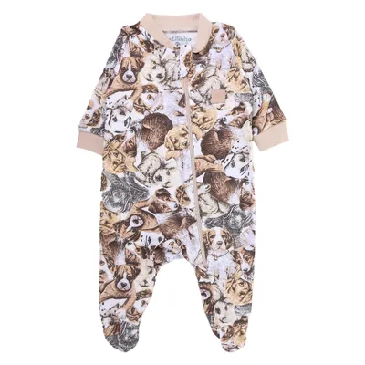 Macacão Longo Bebê Estilinho Malha Zíper Estampa Cachorros