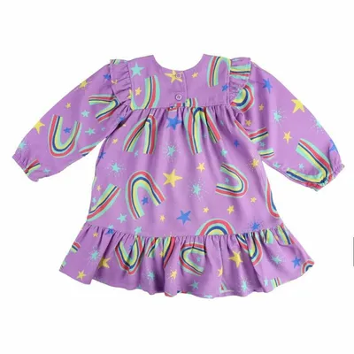 Vestido Manga Longa Bebê Din Don Estampa Arco Íris Vestido Manga Longa Bebê Din Don Estampa Arco Íris