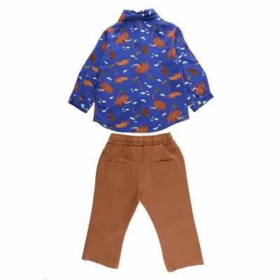 Conjunto Bebê Din Don Camiseta Mamute + Calça Sarja