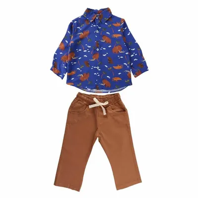 Conjunto Bebê Din Don Camiseta Mamute + Calça Sarja