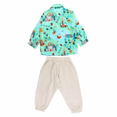 Conjunto Bebê Din Don Camisa Estampada + Calça Sarja