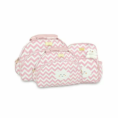 Kit Bolsa Maternidade Mave Com 02 Peças + Mochila Chevron Urso Kit Bolsa Maternidade Mave Com 02 Peças + Mochila Chevron Urso