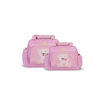 Kit Bolsa Maternidade Mave Com 02 Peças Estampa Poá E Bordado Kit Bolsa Maternidade Mave Com 02 Peças Estampa Poá E Bordado