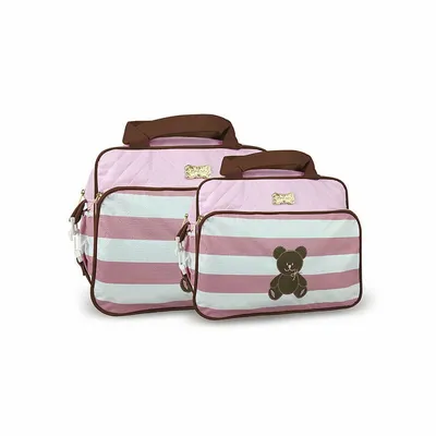 Kit Bolsa Maternidade Mave Com 02 Peças Listrado Urso Kit Bolsa Maternidade Mave Com 02 Peças Listrado Urso