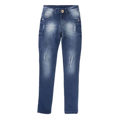 Calça Jeans Used Com Puídos Menina 13219