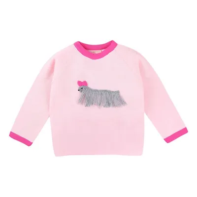 Blusa Tricôt Manga Longa Bordado Cachorro Menina 22007