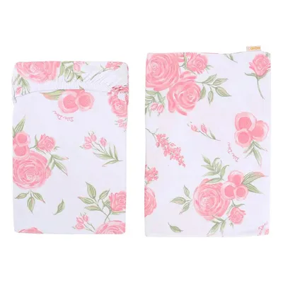 Jogo De Lençol Din Don Para Berço Americano Flowers 02 Peças Jogo De Lençol Din Don Para Berço Americano Flowers 02 Peças