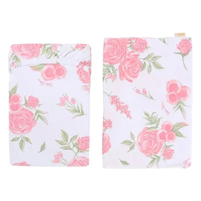 Jogo De Lençol Din Don Mini Berço 2 Peças Malha Floral Menina Jogo De Lençol Din Don Mini Berço 2 Peças Malha Floral Menina