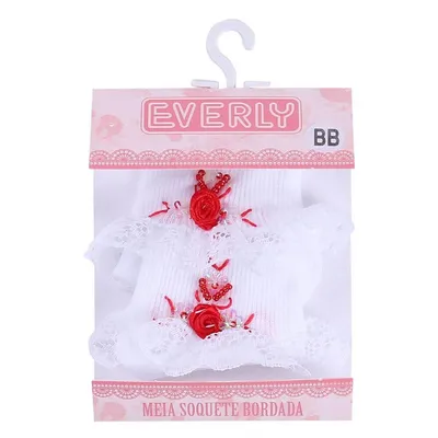 Meia Soquete Everly Bebê Bordada Festa Menina