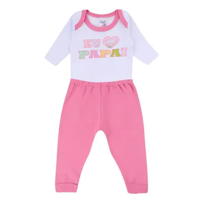 Conjunto Babynha Body Manga Longa Eu Amo O Papai + Mijão