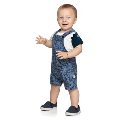 Macacão Curto Elian Em Moletinho Light Estampado + Camiseta Macacão Curto Elian Em Moletinho Light Estampado + Camiseta