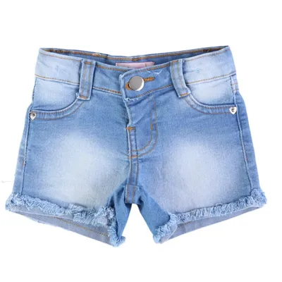 Short Jeans Color Girl Lycra Barra Desfiada Básica Short Jeans Color Girl Lycra Barra Desfiada Básica