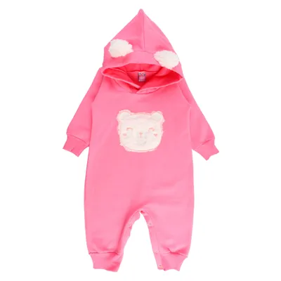 Macacão Longo Bebê Din Don Capuz Ursa