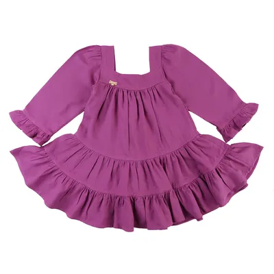 Vestido Bebê Din Don Liso Em Viscose Vestido Bebê Din Don Liso Em Viscose