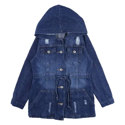Jaqueta Jeans Juvenil Pami Parka Com Bolso E Capuz