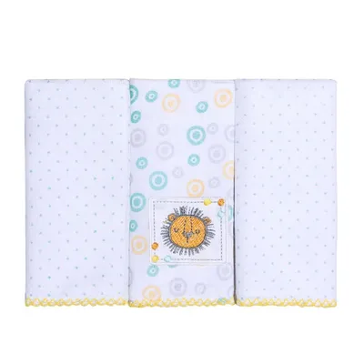 Kit Pano De Boca Estampado Papi Bordados Amigos - 03 Peças