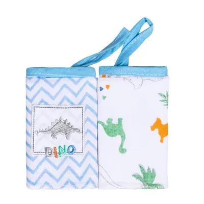 Kit Pano De Boca Estampado Papi Bordados Dino - 02 Peças Kit Pano De Boca Estampado Papi Bordados Dino - 02 Peças