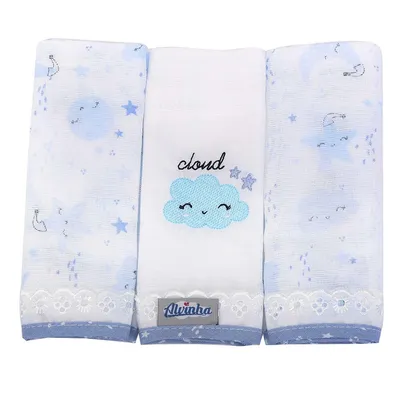 Kit Pano De Boca Minasrey Alvinha Cloud - 03 Unidades Kit Pano De Boca Minasrey Alvinha Cloud - 03 Unidades