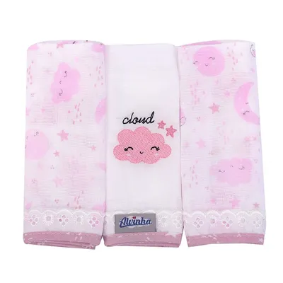 Kit Pano De Boca Minasrey Alvinha Cloud - 03 Unidades
