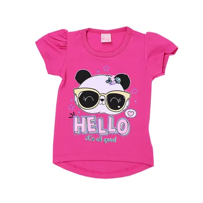 Blusa Infantil Color Mini Estampa Panda Hello