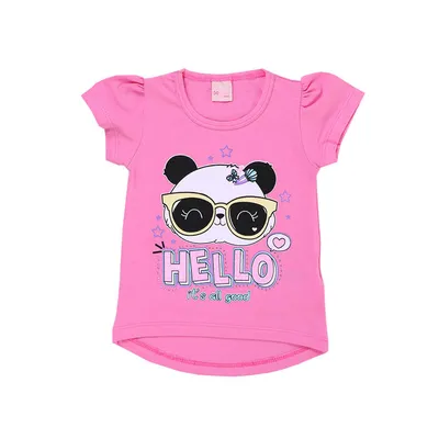 Blusa Infantil Color Mini Estampa Panda Hello