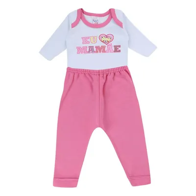 Conjunto Babynha Body Manga Longa Eu Amo A Mamãe + Mijão