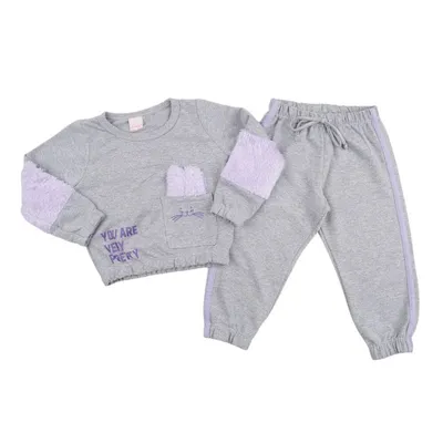 Conjunto Color Mini Blusão Com Detalhe Em Tela + Calça Em Moletom Conjunto Color Mini Blusão Com Detalhe Em Tela + Calça Em Moletom