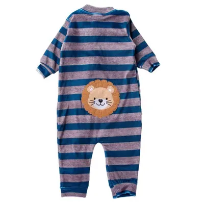 Macacão Longo Bebê Tile E Sul Com Estampa Bordada E Zíper