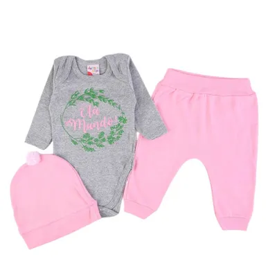 Conjunto Bebê Dengos E Cia Estampa Mundo - 03 Peças