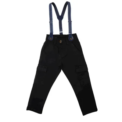 Calça Infantil Kookabu Sarja Com Suspensório E Barra Virada