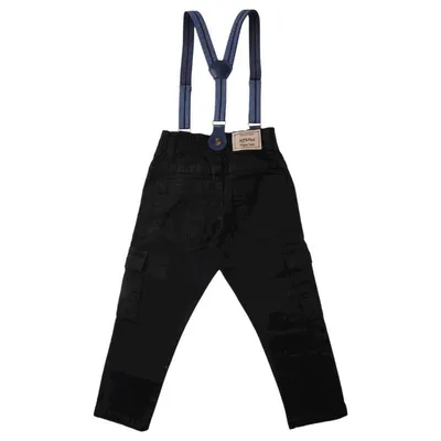 Calça Infantil Kookabu Sarja Com Suspensório E Barra Virada