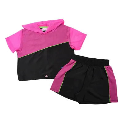 Conjunto Juvenil D'Way Blusa Bicolor + Shorts Com Tela Conjunto Juvenil D'Way Blusa Bicolor + Shorts Com Tela