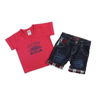 Conjunto Bebê Sonho Mágico Camiseta Califórnia + Shorts Jeans Conjunto Bebê Sonho Mágico Camiseta Califórnia + Shorts Jeans