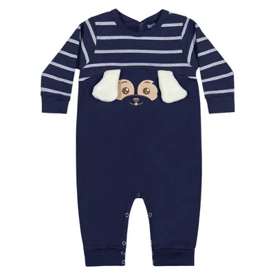 Macacão Longo Bebê Reirex Dog Com Orelhas Interativas