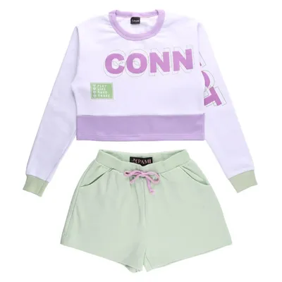 Conjunto Juvenil Pami Blusa Estampa Connected + Shorts Moletom