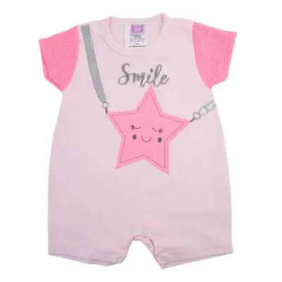 Macacão Curto Bebê Din Don Detalhe Estrela Smile