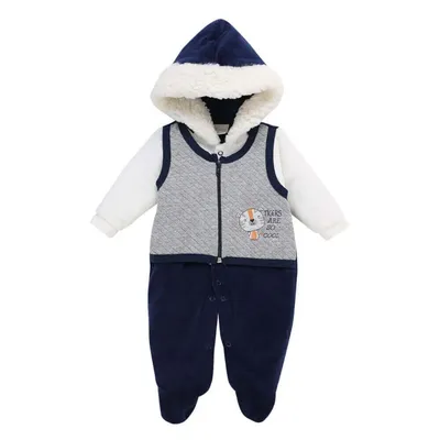 Macacão Longo Din Don Em Plush Matelassê Capuz Bordado Tigers