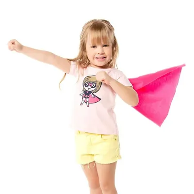 Blusa Menina Color Mini Estampa Heroína Com Capa