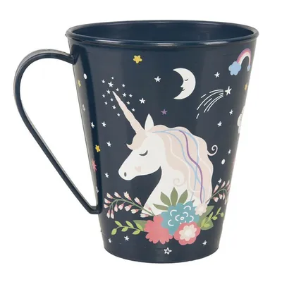 Caneca Menina Plasútil Estampa Unicórnio Com Alça 360ML