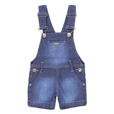 Jardineira Curta Mackvanny Jeans Com Lycra Poá E Bordado Bebê Jardineira Curta Mackvanny Jeans Com Lycra Poá E Bordado Bebê