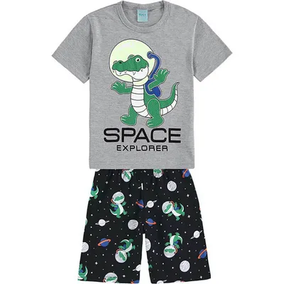 Pijama Curto Kyly Com 02 Peças Estampa Space Explorer 1/3