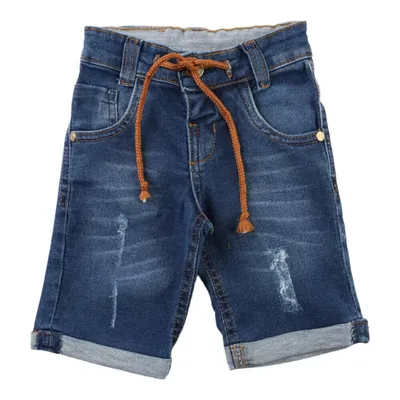 Bermuda Jeans Infantil Kookabu Com Puídos E Barra Virada Bermuda Jeans Infantil Kookabu Com Puídos E Barra Virada