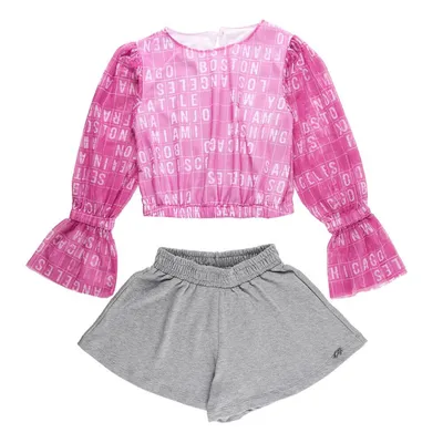 Conjunto Juvenil Menina Anjo Blusa De Babados Estampada Conjunto Juvenil Menina Anjo Blusa De Babados Estampada