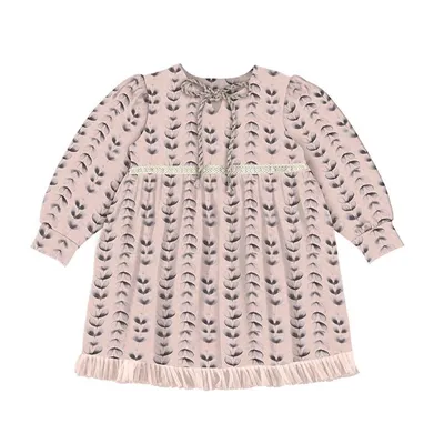 Vestido Infantil Kiki Jacquard Manga Longa Estampado Vestido Infantil Kiki Jacquard Manga Longa Estampado