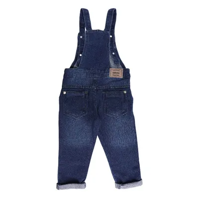 Jardineira Jeans Infantil Kookabu Com Bolso E Barra Virada