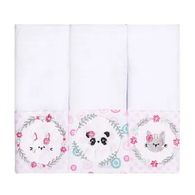 Kit Pano De Boca Papi Bordados Karinho Faixa Amigas - 03 Peças