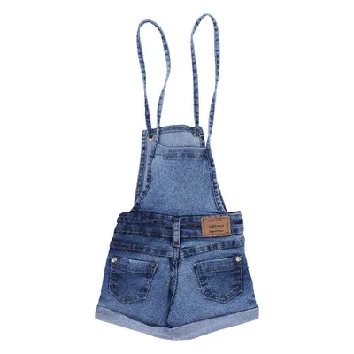 Jardineira Jeans Infantil Kookabu Com Barra Virada E Bolso