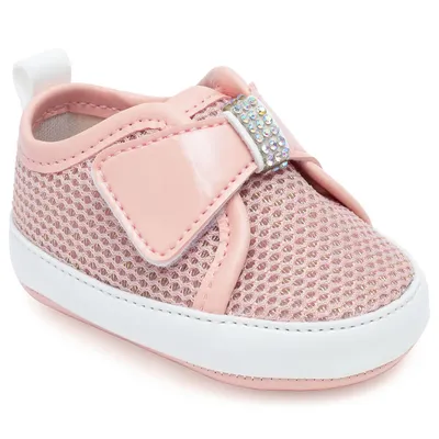 Tênis Pimpolho Com Velcro Rosa Com Strass Tênis Pimpolho Com Velcro Rosa Com Strass